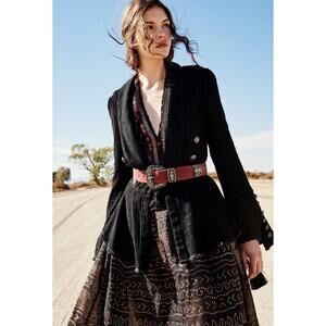 Free People XS Victorian Throwback Blazer Jacket Bell Sleeve Corduroy Whimsigoth
